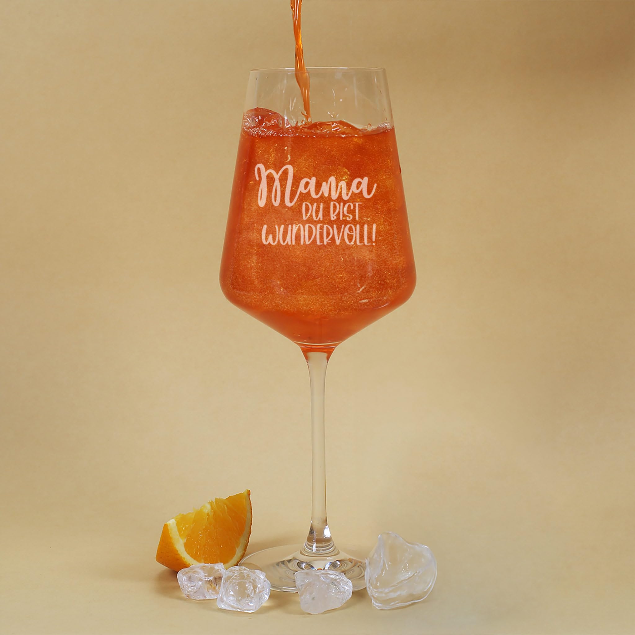 Geschenkset Mama du bist wundervoll – Glas mit Gravur und 750 ml Lillet Rosé oder Lillet Blanc – Geschenk zum Muttertag oder Geburtstag – personalisierte Geschenkbox mit Bär-Motiv (Lillet Blanc)