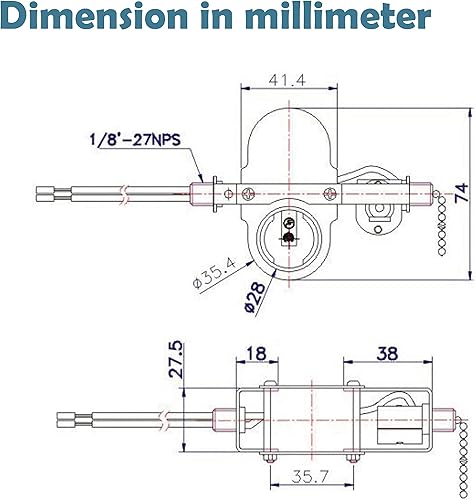 Miniatura 6 de Aspen Creative 21327-08-1 - Lámpara de ventilador de techo ZE-310DZE-357.6 ft con interruptor de cadena de níquel, soporte de lámpara E27 para