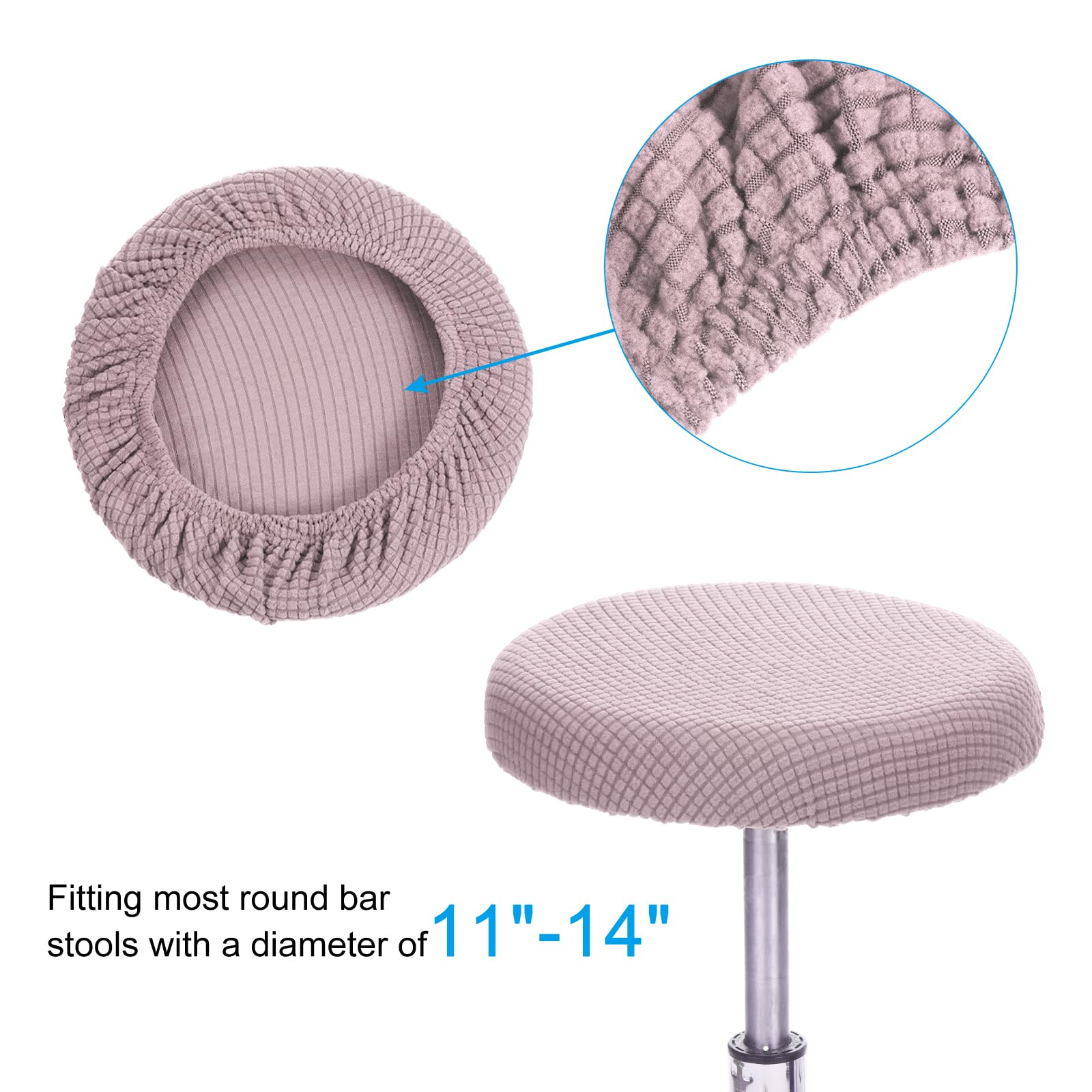 PATIKIL 11" Round Bar Stool Cover, Washable Elastic Stool Cover for Diameter 11"-13" Chair, Light Pink - Image 3