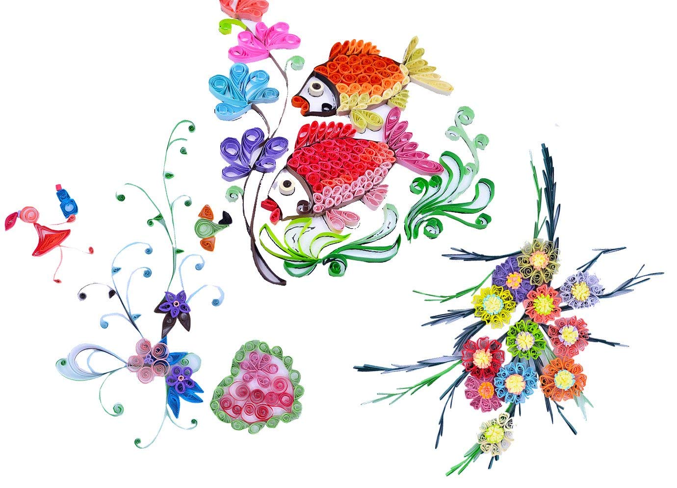 DIY Party Decoration Quilling Paper Strips Quilling Art Strips 720 Strips 36 Colors Quilling Paper Set 54cm Length 3/5/ 7/10 mm Width, 4 Sets