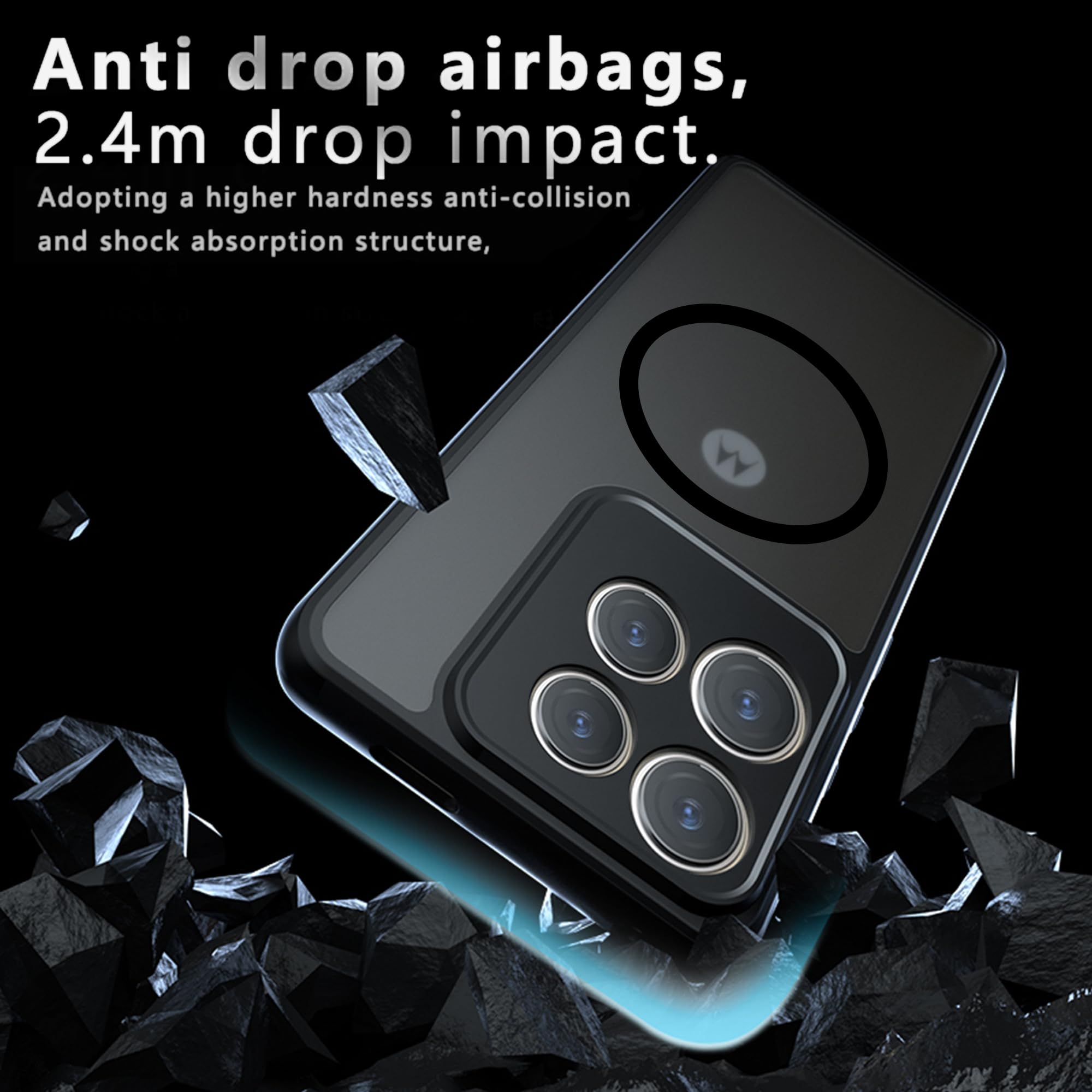BRAND SET Cover Magnetica Per MOTO Edge 50 Neo Con MagSafe - Custodia In Silicone Liquido, Fodera In Microfibra, Resistente Ai Graffi, Nero Intenso - 3