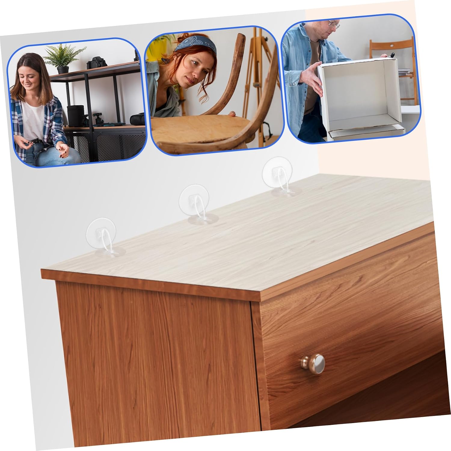 BESPORTBLE Cabinet Anchors Tip Furniture Straps Adhesive Wall Anchors for Safety No Drill Needed for Stability