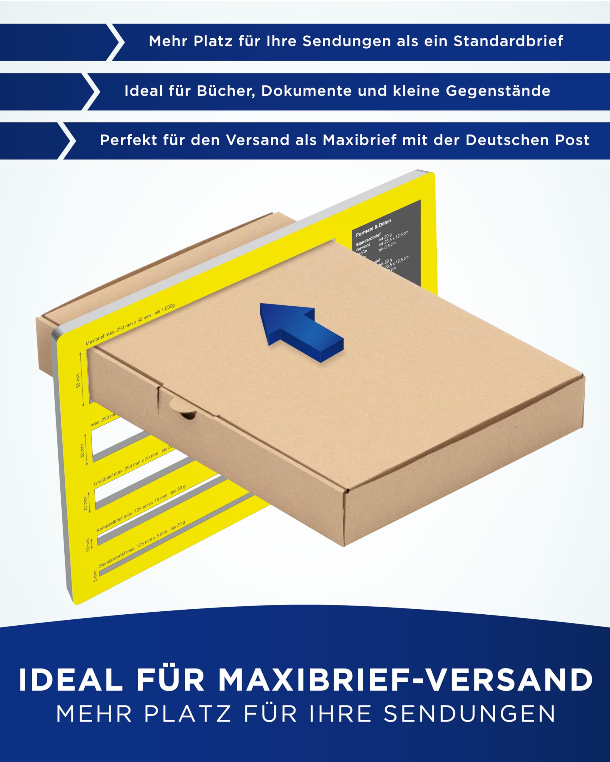 KK Verpackungen Maxibriefkartons 350 x 250 x 50 mm Braun DIN A4+ B4 (Innenmaß 350 x 250 x 50 mm) | 300 Stück, Versandkartons Faltschachteln Maxibrief Post-Kartons für Warensendungen Büchersendungen