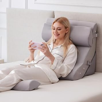 Ruqmuis Wedge Pillow Set for After Surgery, Bed Wedge Pillow, Plush Grey