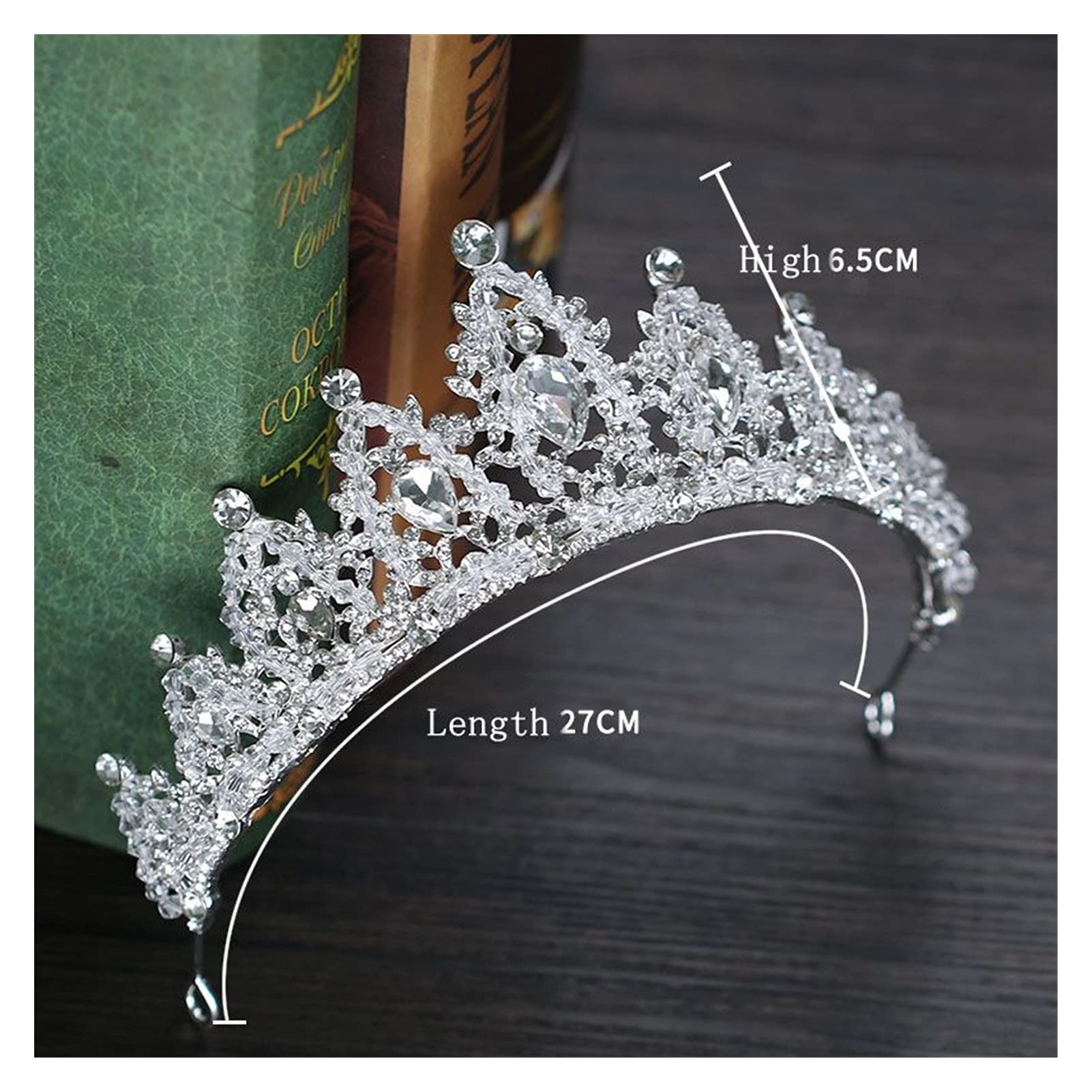 Barokowy luksusowy Rhinestone korona ślubna diadem ręcznie robiony srebrny kryształ Diadem diadem na ślub panny młodej akcesoria do włosów Tiara (kolor metalu: srebrny)