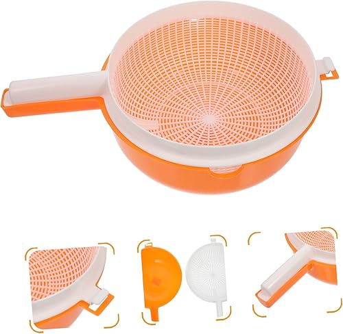 Miniatura 15 de Mobestech Manija de lavabo de plástico Manual para capa Cesta beige Lavado de frutas Drenaje de verduras Colador de utensilios Lavado de doble capa