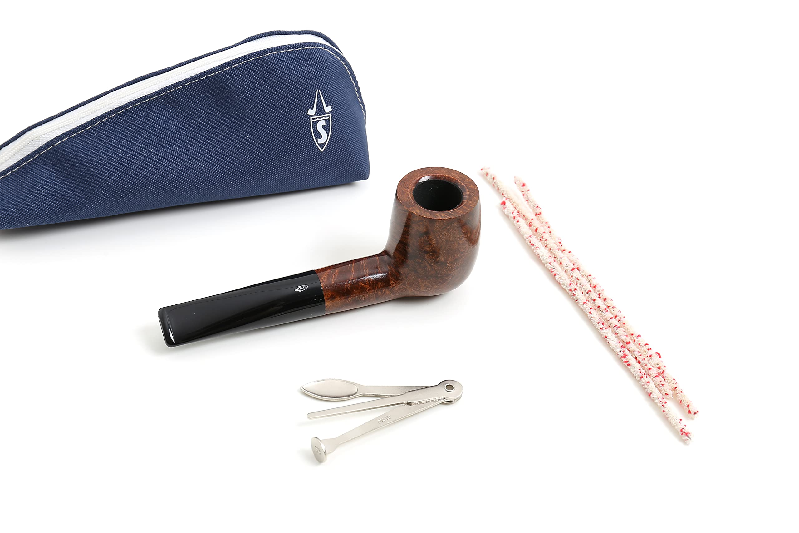 Pipa Savinelli One. Kit de acabado liso de madera de brezo, orificio de 9 mm, modelo 101, con estuche, cepillos, curapipas y filtros de carbón activo