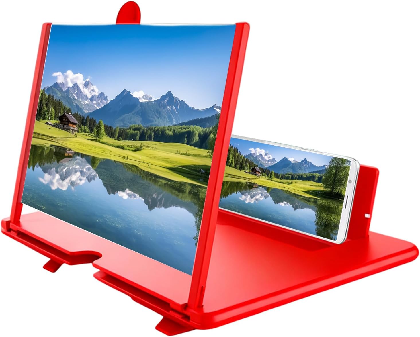 Phone Magnifier - 3D HD Projector Screen, Enlarged Display with Anti Glare Lens, Foldable Desktop Stand with Adjustable Angle, Video Watching Device for Seniors Movie Night Home Travel Parties