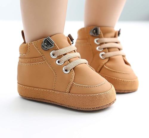 Miniatura 3 de Tenis de tobillo alto unisex para bebés, niños y niñas, suela de goma suave, zapatos de cuna para niños pequeños