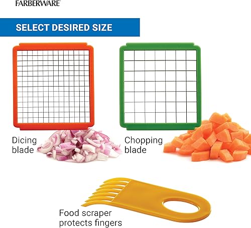 Vista 2 de Farberware Picador profesional de verduras, 2 cuchillas para cortar y cortar cebollas, tomates, papas y más, preparación de comidas fácil