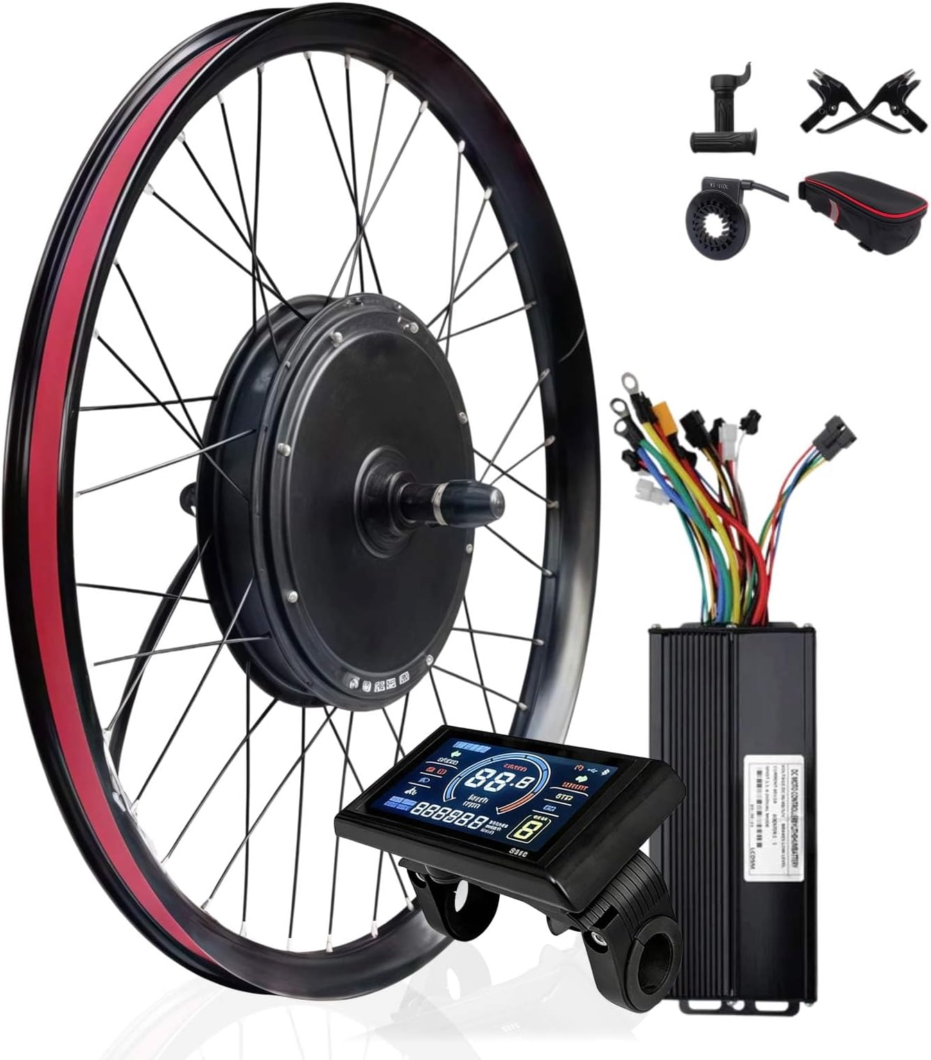 2000W 72V Ebike Conversion Kit, 20-29 In Rear Hub Motor Kit, Speed Up to 65 KM/H, RPM 464-537, 135-142mm Dropout, Easy Install for Mountain & Road Bike Electric Bicycle Conversion Kit