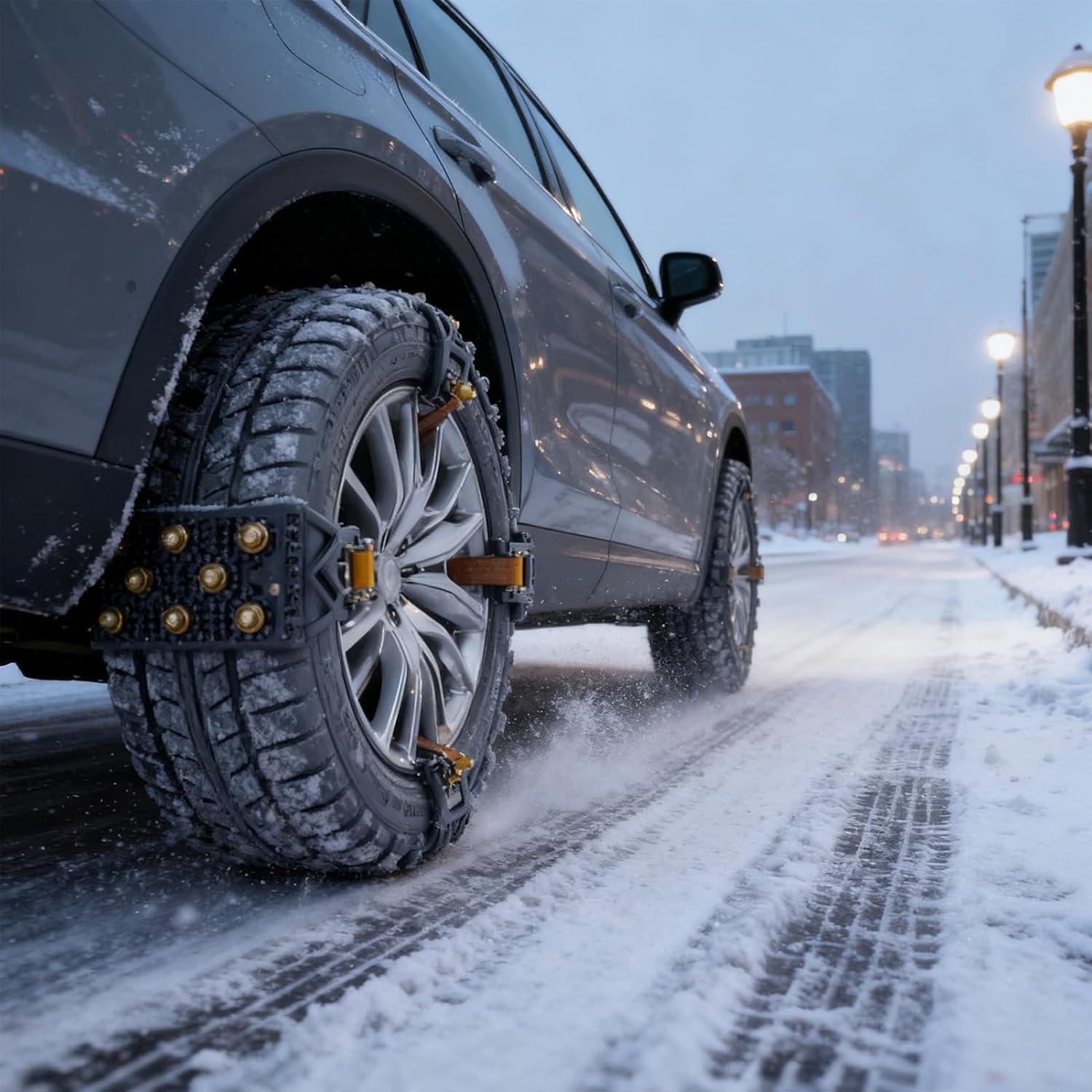 Snow Chains - 92x8cm Integrated Grippers Install Straps | Heavy Duty Fit Wheel Anti Slip Lawn Tractor Tire Chains | For Winter Snow Mud Sand Ice Safe Trip Lawn Mower SUV Trailer