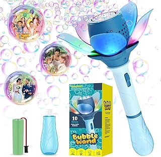 SAMVARDHAN Electric Bubble Stick for Kids, Automatic Bubble Machine 10000+ Bubbles Light Up Flower Bubble Wand Bubble Toys...