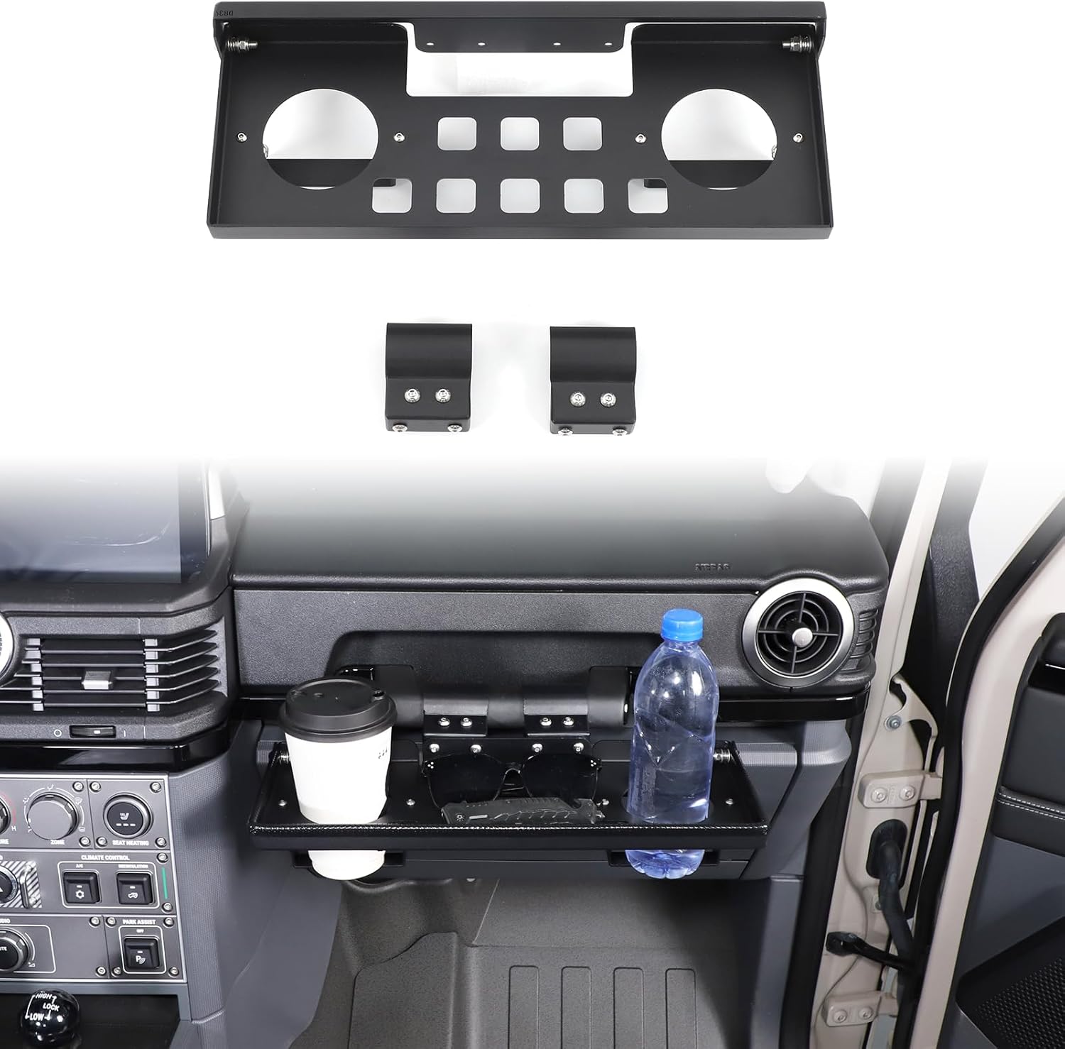 Car Co-Pilot Multi-Function Storage Tray Cup Holder Expander Compatible with INEOS Grenadier 2022-2025 Accessories, Aluminum Alloy Co-Pilot Foldable Storage Holder Phone Key Cup Organizer