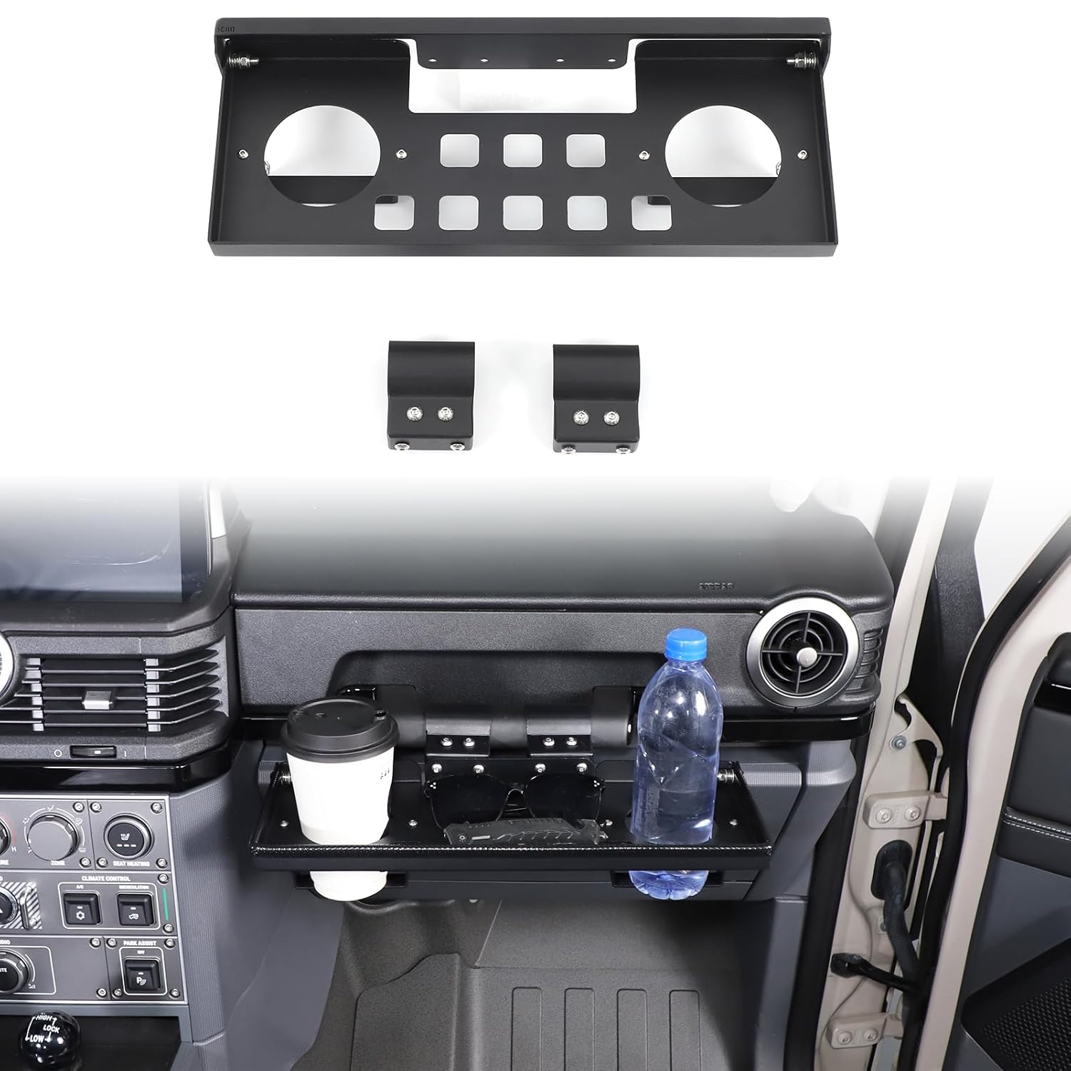 Car Co-Pilot Multi-Function Storage Tray Cup Holder Expander Compatible with INEOS Grenadier 2022-2025 Accessories Aluminum Alloy Co-Pilot Foldable