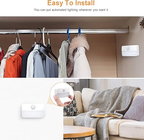 Miniatura 5 de Paquete de 4 luces nocturnas con sensor de movimiento, luces con sensor de movimiento adhesivas para interiores, luces de cocina para debajo del