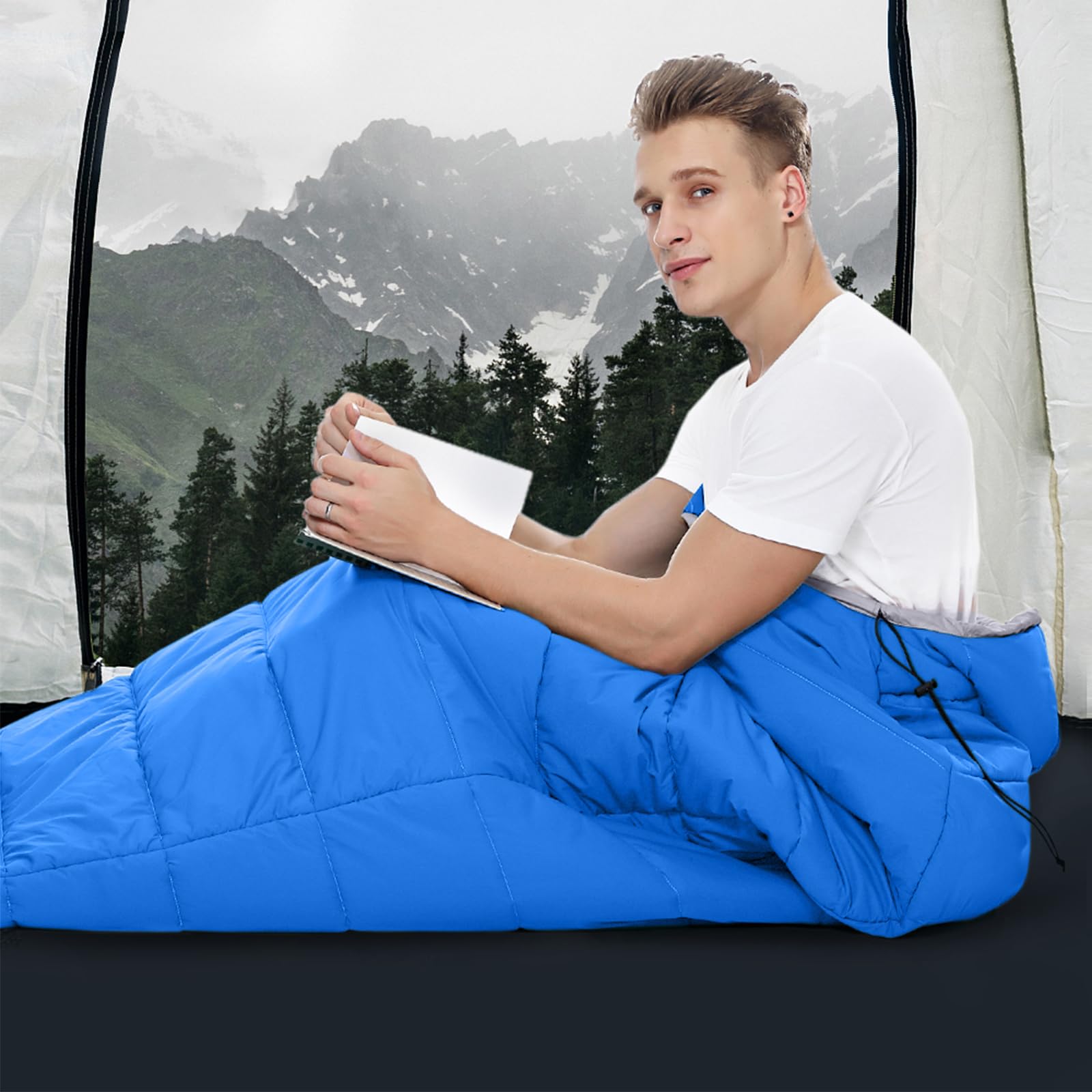 Sacco a Pelo, 220 x 85 cm Sacchi a Pelo Invernale per Adulti e Bambini, Impermeabile Sacchi a Pelo Ultraleggero Compatto per Campeggio Trekking, Escursioni, attività all'Aria Aperta