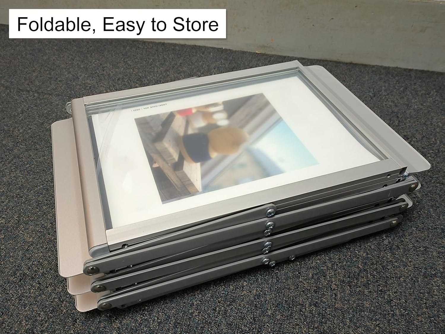 Fruit and Vegetable Storage Display Rack Clear Magazine Display Rack Aluminum, Folding Literature Holder with 6 Pockets for Trade Shows, Offices, Supermarket and Retail Stores, Exhibition Stand