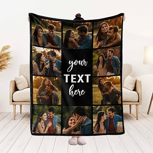 Miniatura 2 de MyPupSocks Manta de fotos personalizada para la familia, manta personalizada con 10 imágenes y texto para mejores amigos, personaliza tus propias