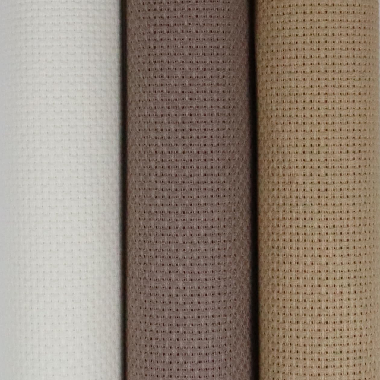 KCS 3 pc of 15" x 18"(38cmx45cm) 14 Count Cross Stitch Cotton Aida Cloth Needlework Rolled Fabric Box,14CT,Antique White +Coffee+Khaki
