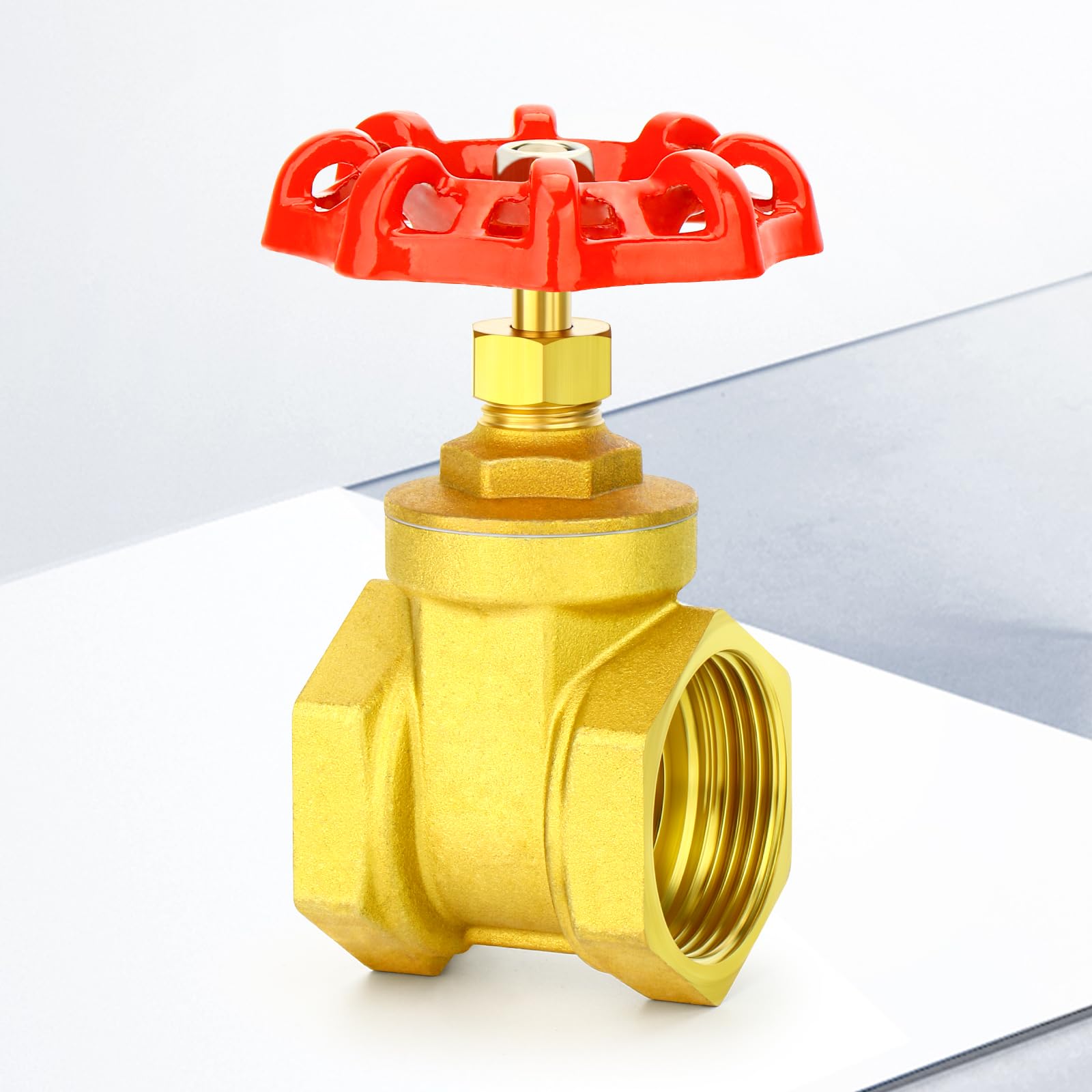 TAILONZ PNEUMATIC 1PCS Valvola industriale in ottone da 2 pollici, porta rotante per impieghi gravosi con filettatura femmina x femmina, con impugnatura a rotella, per acqua, petrolio, gas