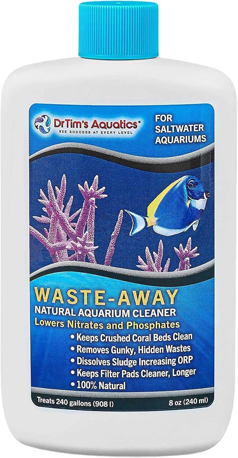 Dr. Tim’s Aquatics Saltwater Waste-Away Sludge Busting Bacteria – For Saltwater Aquaria, Fish Tanks, Aquariums – Unclogs, Cleans Gravel Beds, Removes Hidden Wastes – 100% Natural – 16 Oz.