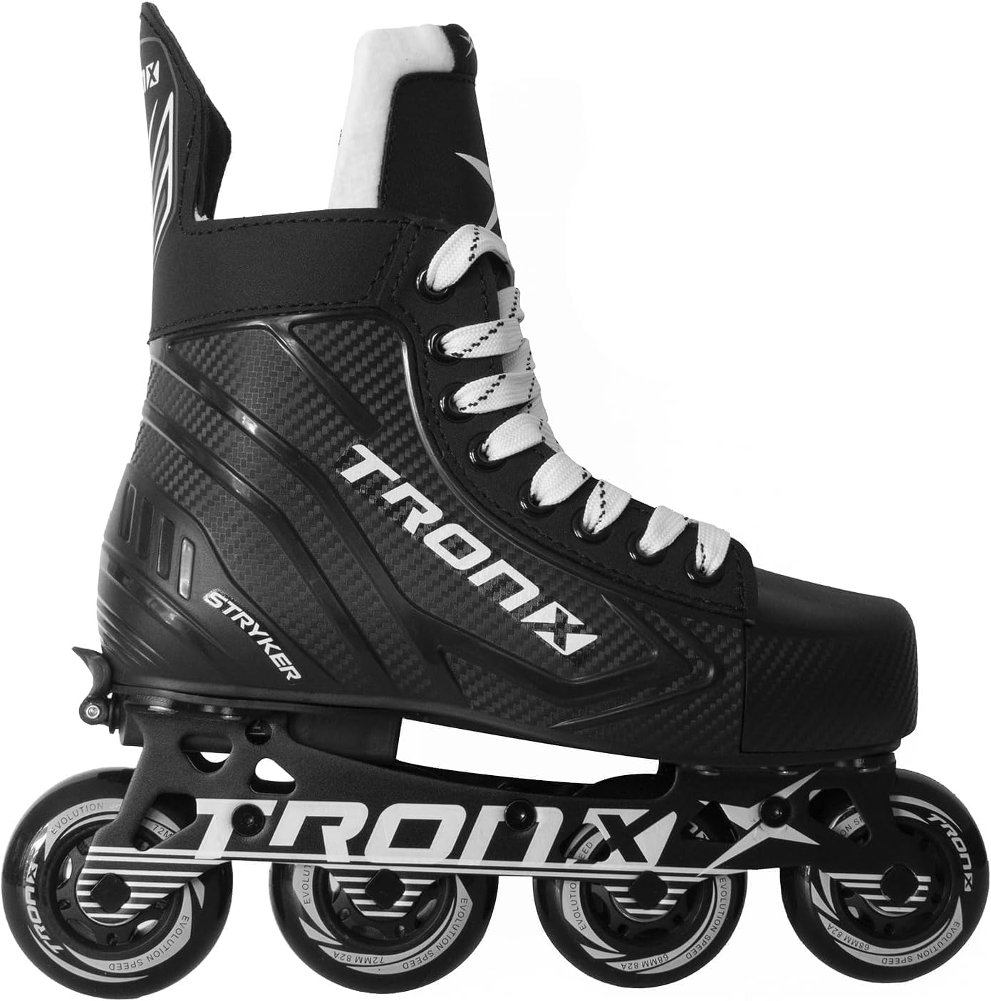 TronX Stryker Adjustable Senior Intermediate Junior Youth Roller Inline Hockey Skates, 2024 New Model