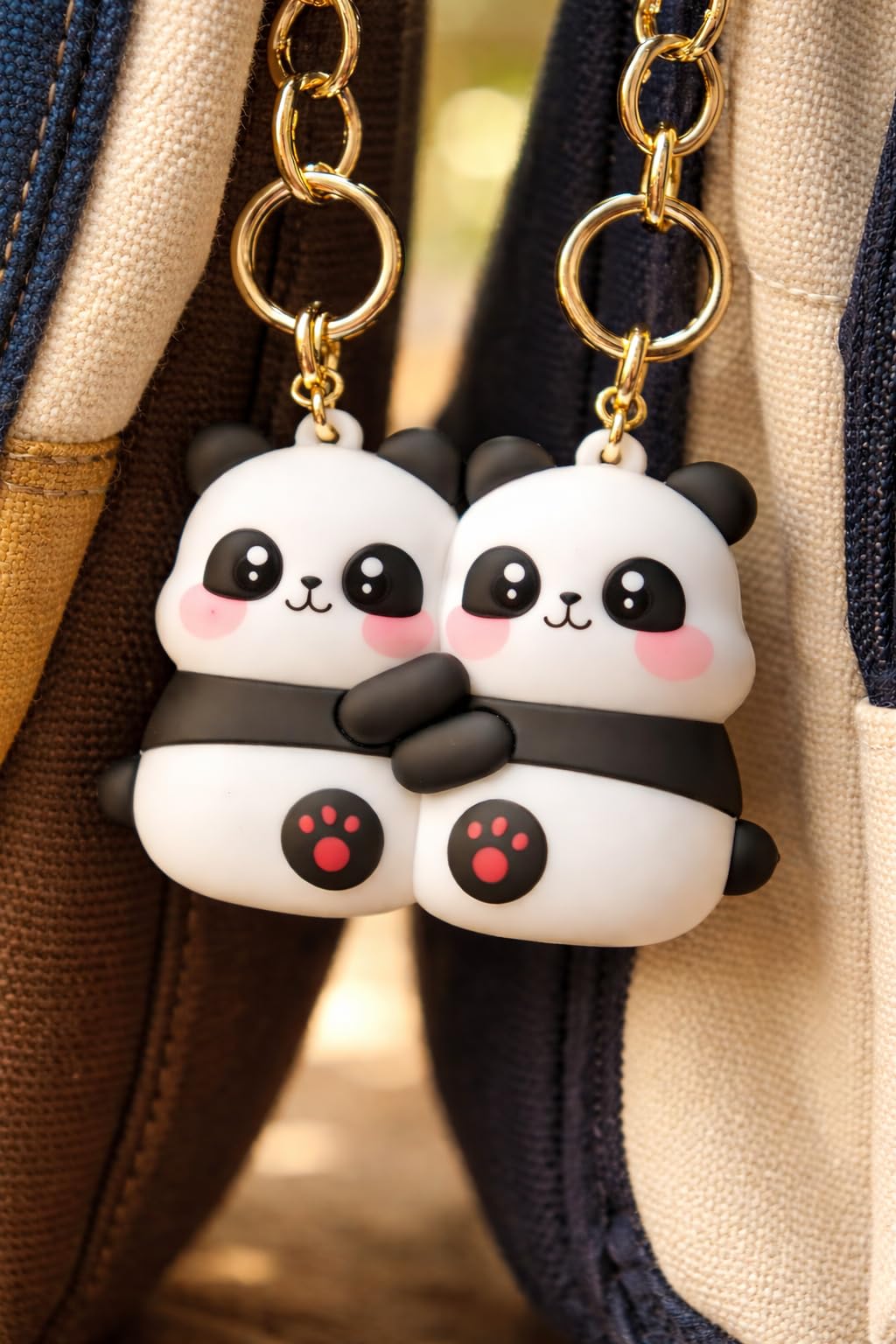 Cute Hugging Panda Magnetic Keychain Set, PVC, Couple Bestie Gift, 2 Pieces-picture-49