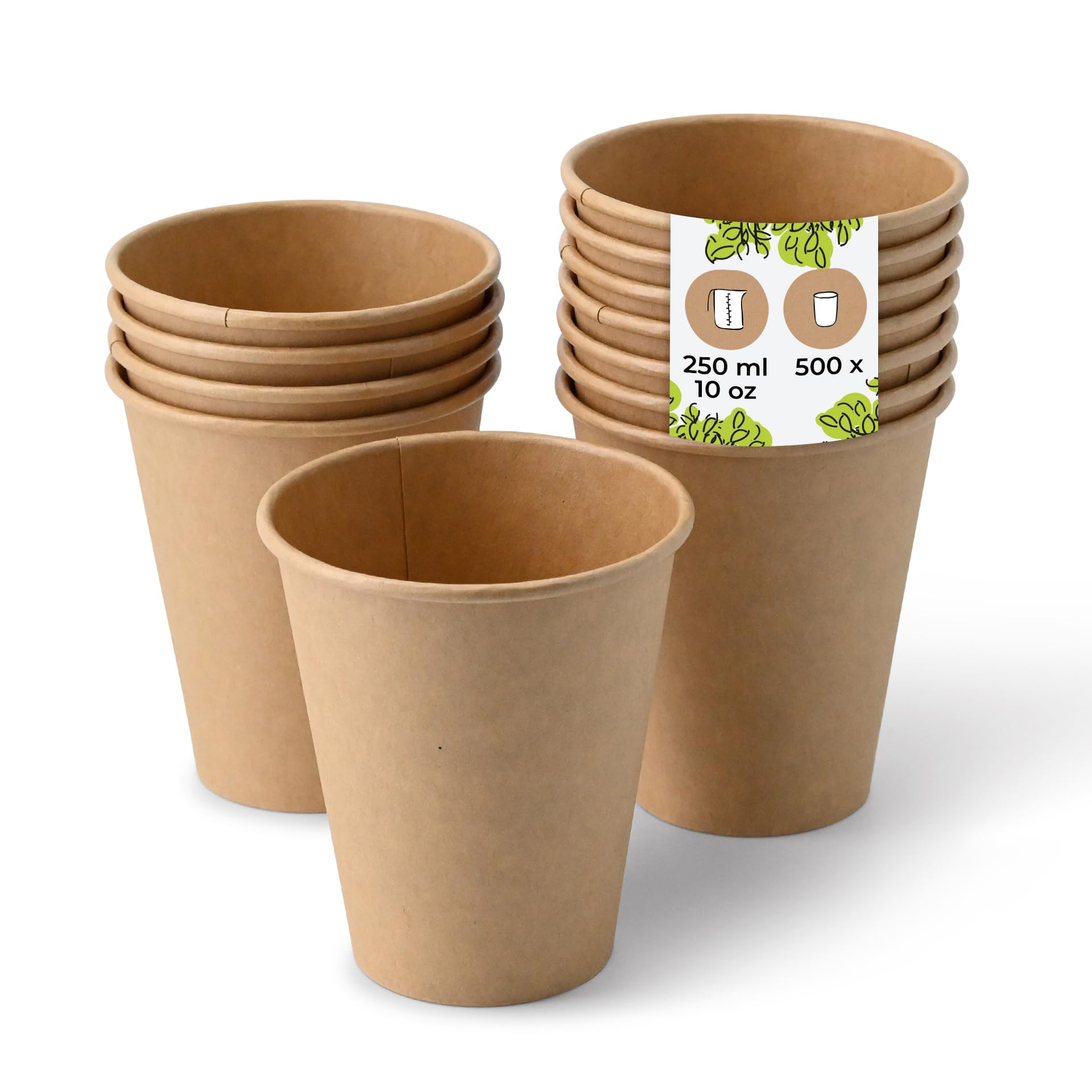 BIOZOYG Bicchieri di cartone 500 pezzi 250 ml - Bicchieri usa e getta per bevande calde - Alternativa ai bicchieri di polistirolo, bicchieri di carta