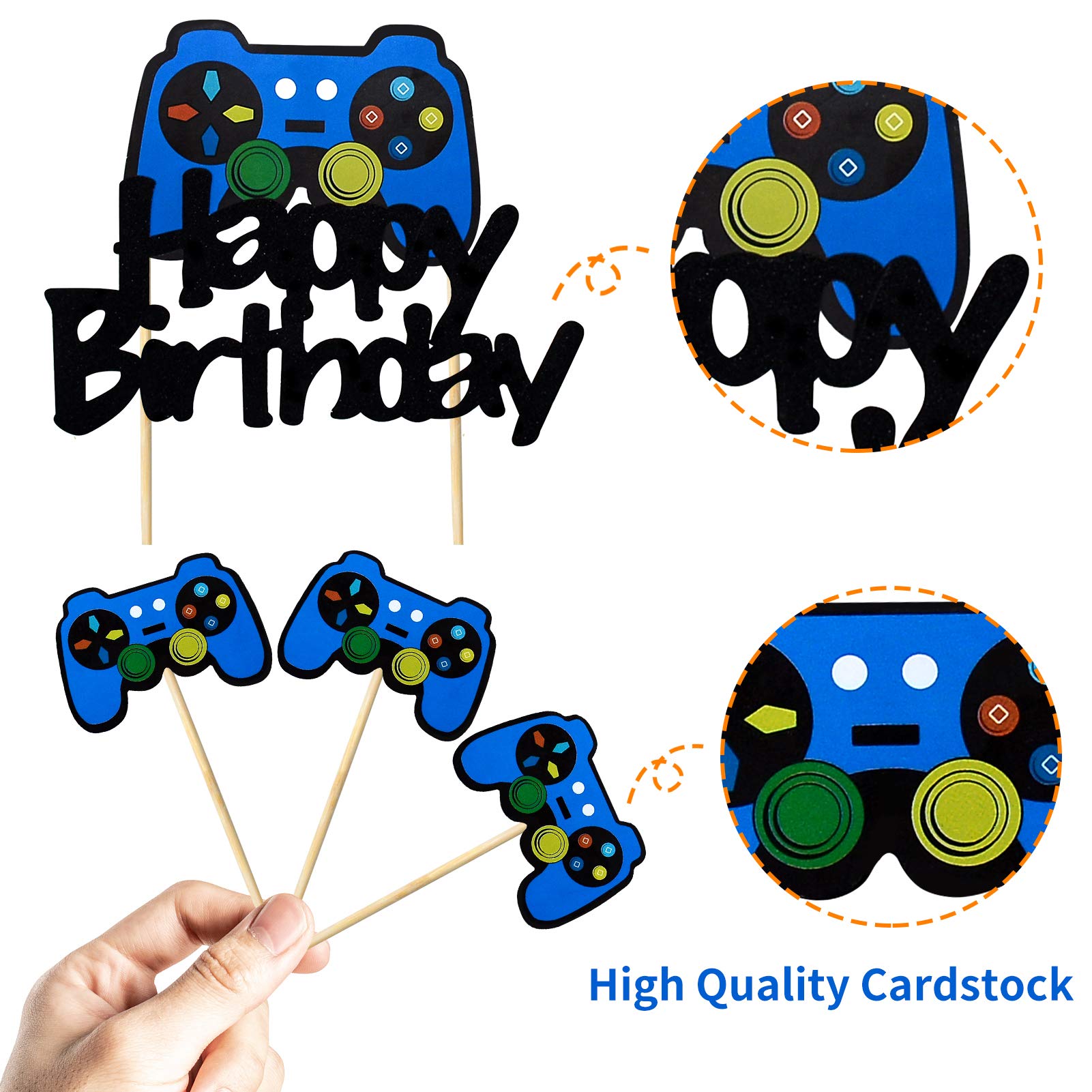 Kauayurk Video Game Party Cake Topper Decoration Supplies, 25pcs Gaming