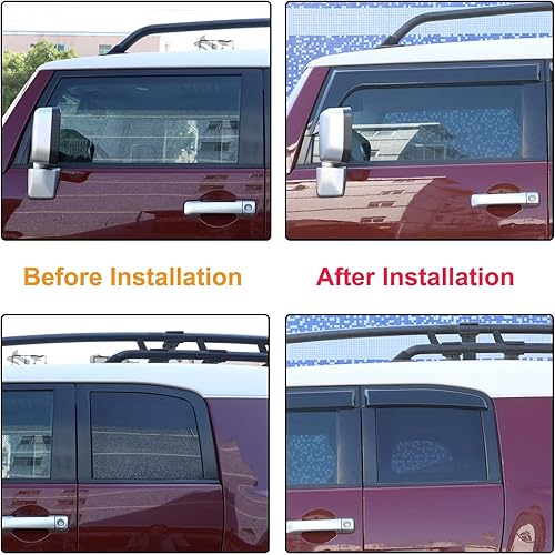 Miniatura 6 de Protectores de lluvia para ventana lateral de automóvil, deflectores compatibles con Toyota FJ Cruiser 2007-2021 para ventana de canal delantero y