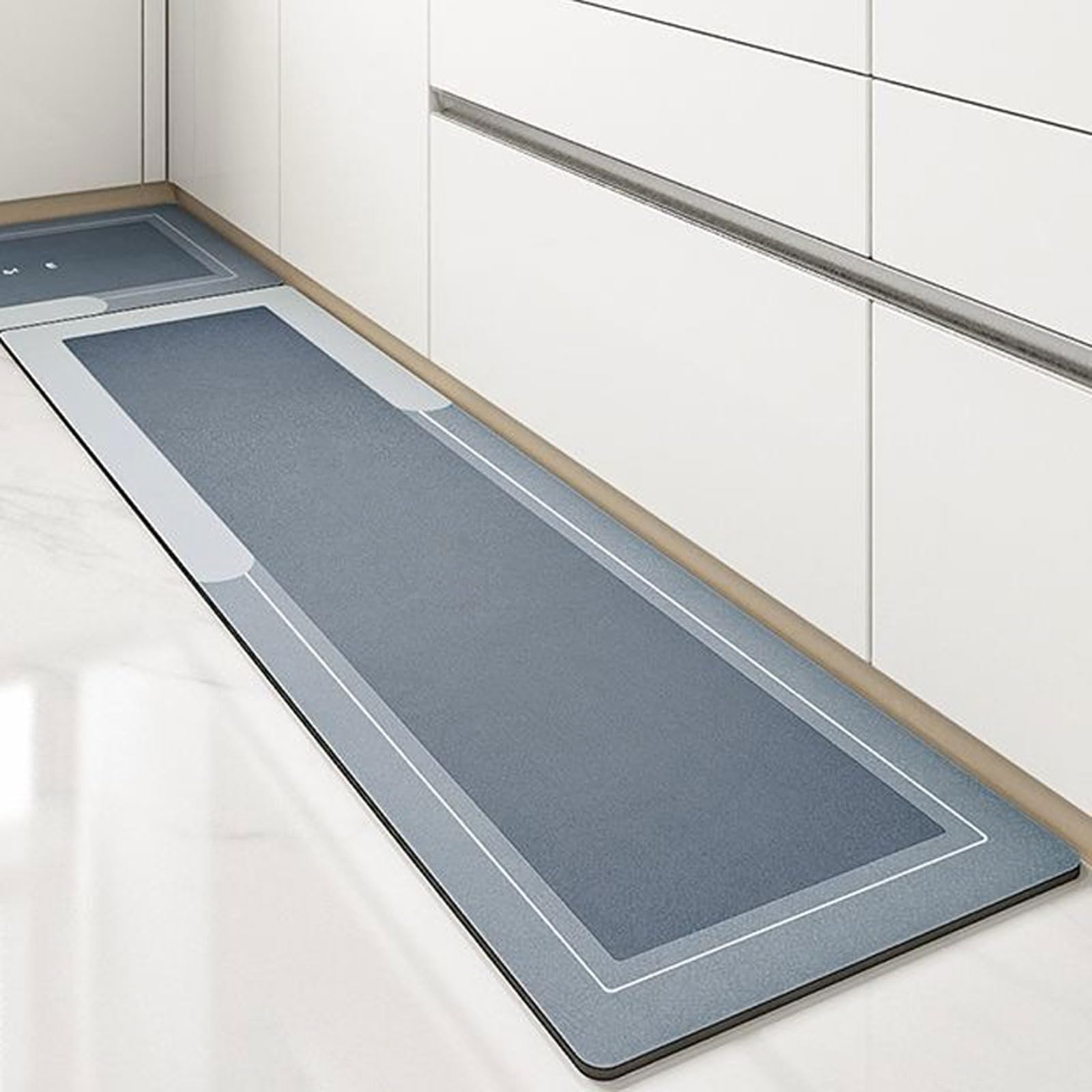 Tapis de cuisine absorbant à séchage rapide en diatomée antidérapant bleu pour douche