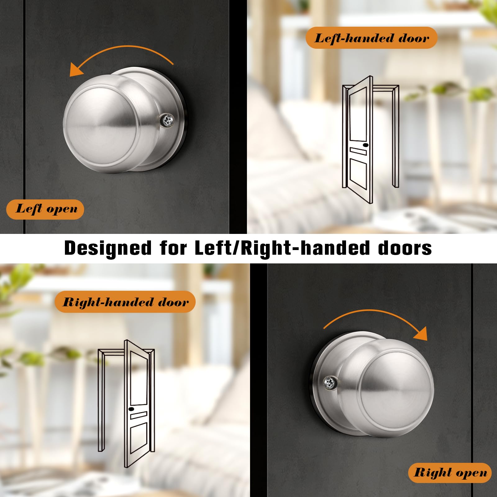 Brushed Nickel Dummy Door Knobs - 2 Pack -5