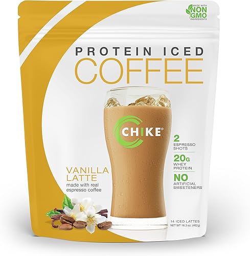 Chike Natural Vanilla Latte - Café helado alto en proteínas, 0.71 onzas de proteína, 2 chupitos de expreso, 0.11 onzas de azúcar, apto para dieta