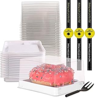 30 Pcs 4.3 Inch Mini Cake Box, Clear Plastic Mini Cake Container,Cupcake Box Cookies Box Small Single Muffin Dessert Containers Holder Wedding Birthday Christmas (White, 4.3*4.3*2.5inch/30pcs)