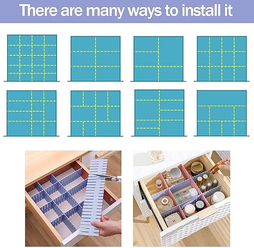 Miniatura 7 de acDesign 40 separadores de cajones de rejilla, organizador de cajones ajustable para calcetines, ropa interior, lencería, maquillaje, dormitorio,