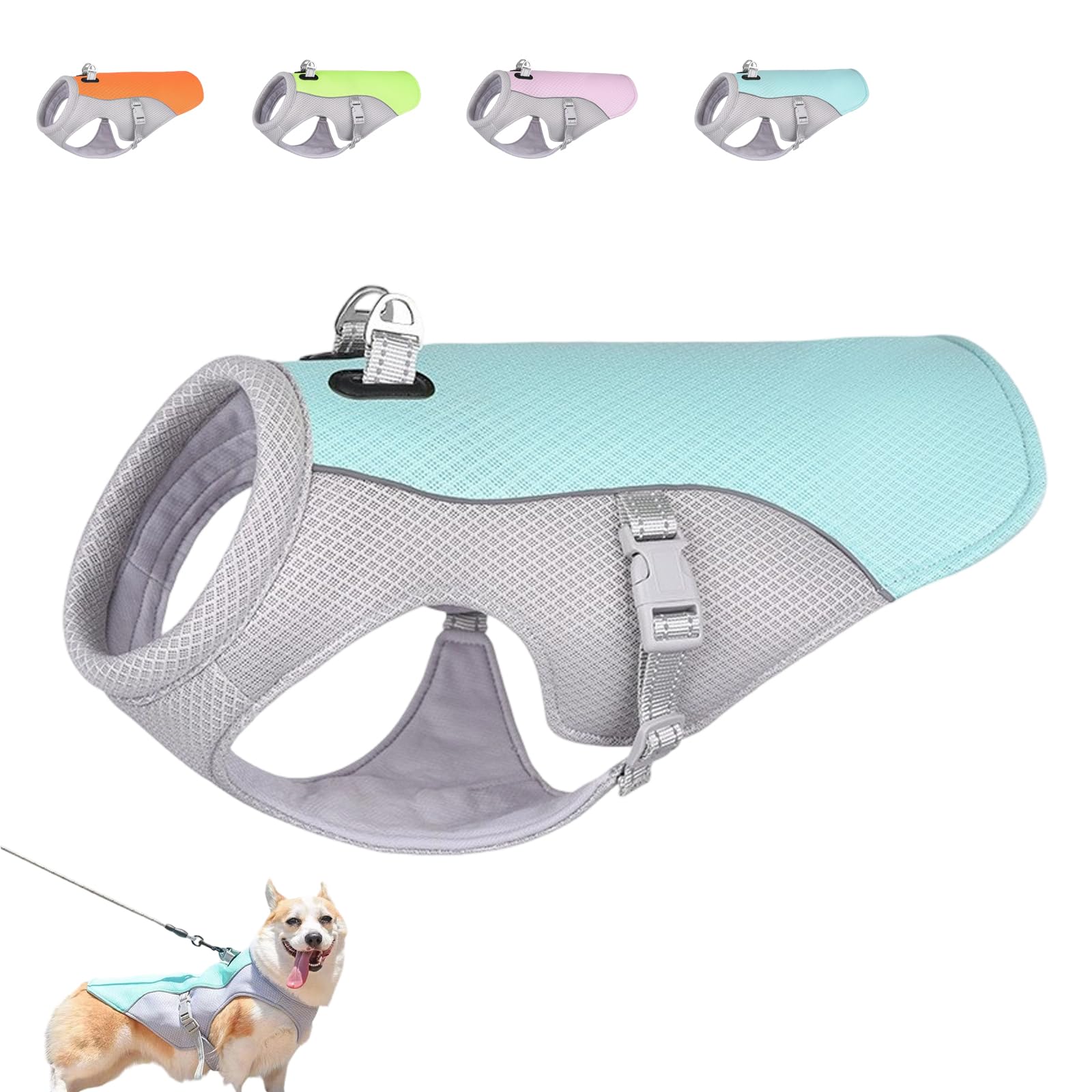 Drupiolaf Cooling Dog Vest, Coolings Vest for Dogs, Large Dog Cooling Jacket, Harness Cooler Jacket with Adjustable, Small Medium Pet Outfit Clothes for Walking Travel Beach Hiking Outdoor (D,XXL)