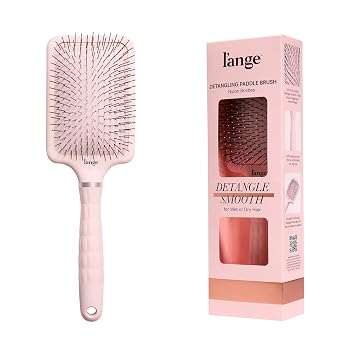 LANGE HAIR Detangling Paddle Brush | Gentle Nylon Bristles for Wet & Dry Hair | Smooth Detangling & Scalp Massage | Lightweight, Non-Slip Handle | Works for All Hair Types Blush