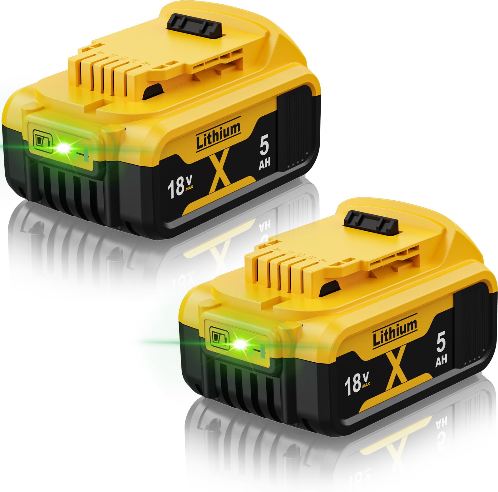 2X 18V 5.0Ah/5000mAh Replacement for Dewalt Battery Compatible with Dewalt Battery 18V XR DCB182 DCB184 DCB200 DCB101 DCB107 DCB105 DCB112 DCB115 DCB203