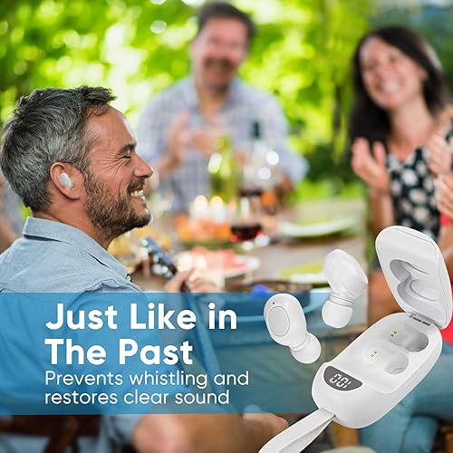 Miniatura 3 de Audífonos - Amplificador auditivo digital con dentro de la oreja sin chirridos, caja de carga de contacto magnética con pantalla de alimentación