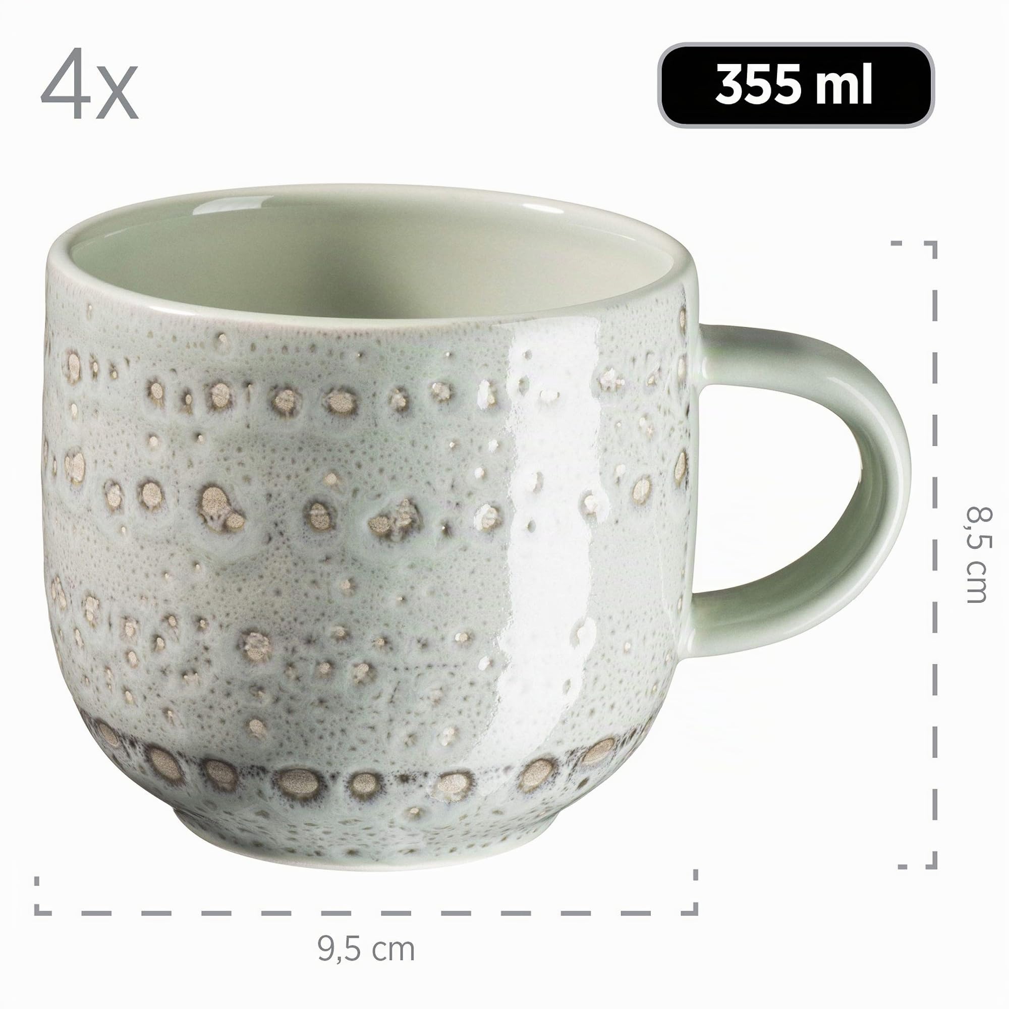 MÄSER 931744 Serie Spicy Market, Handbemaltes Geschirr Set für 4 Personen in mediterranem Vintage Design, 16-teiliges Kombiservice aus Keramik, Grün, Steingut