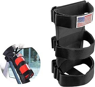 Ziciner Fire Extinguisher Holder 2.5-3LB Adjustable Roll Bar, American Flag Pattern Extinguishers Strap Bartact, Universal Car Accessories for Cars, SUVs, Trucks, and More (Black)