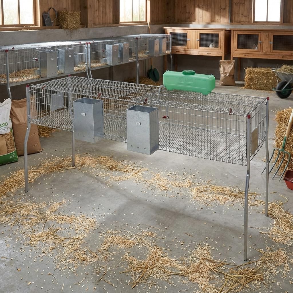 Suinga Gabbia per conigli a 2 reparti e pavimento in metallo, 200 x 62 x 99 cm
