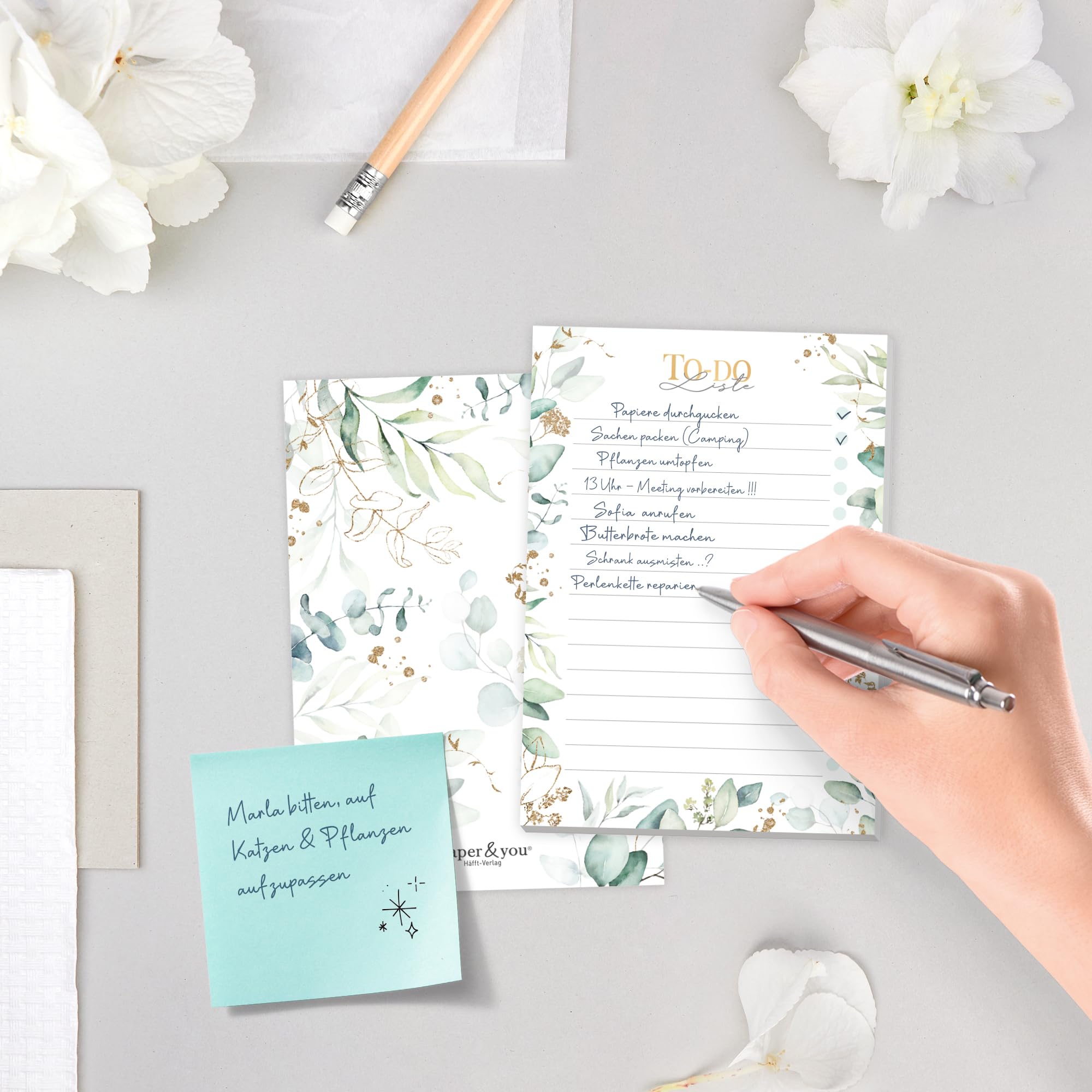 Paper&You® 2X to-do List pad A6 "Gold Leaf" with 50 Tear-Off Sheets, Notepad, Daily Planner, Organizer - Image 4