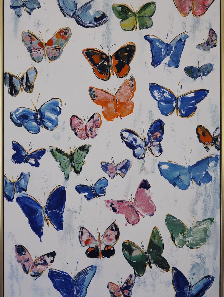 WANGWANGMIAO Paint by Numbers Kit for Adults,Colorful Butterflies fluttered About, DIY Painting with Brushes & Acrylic Pigment, 16x20 Inch, Home Decorations Gift，with Frame