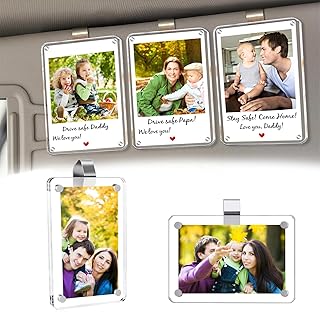 SNSIR 2 Pack Car Picture Holder for Visor Magnetic Picture Frame, Personalized Picture Frame, Decorate your Car Visor Clip with Family & Personal Photos (Clear)