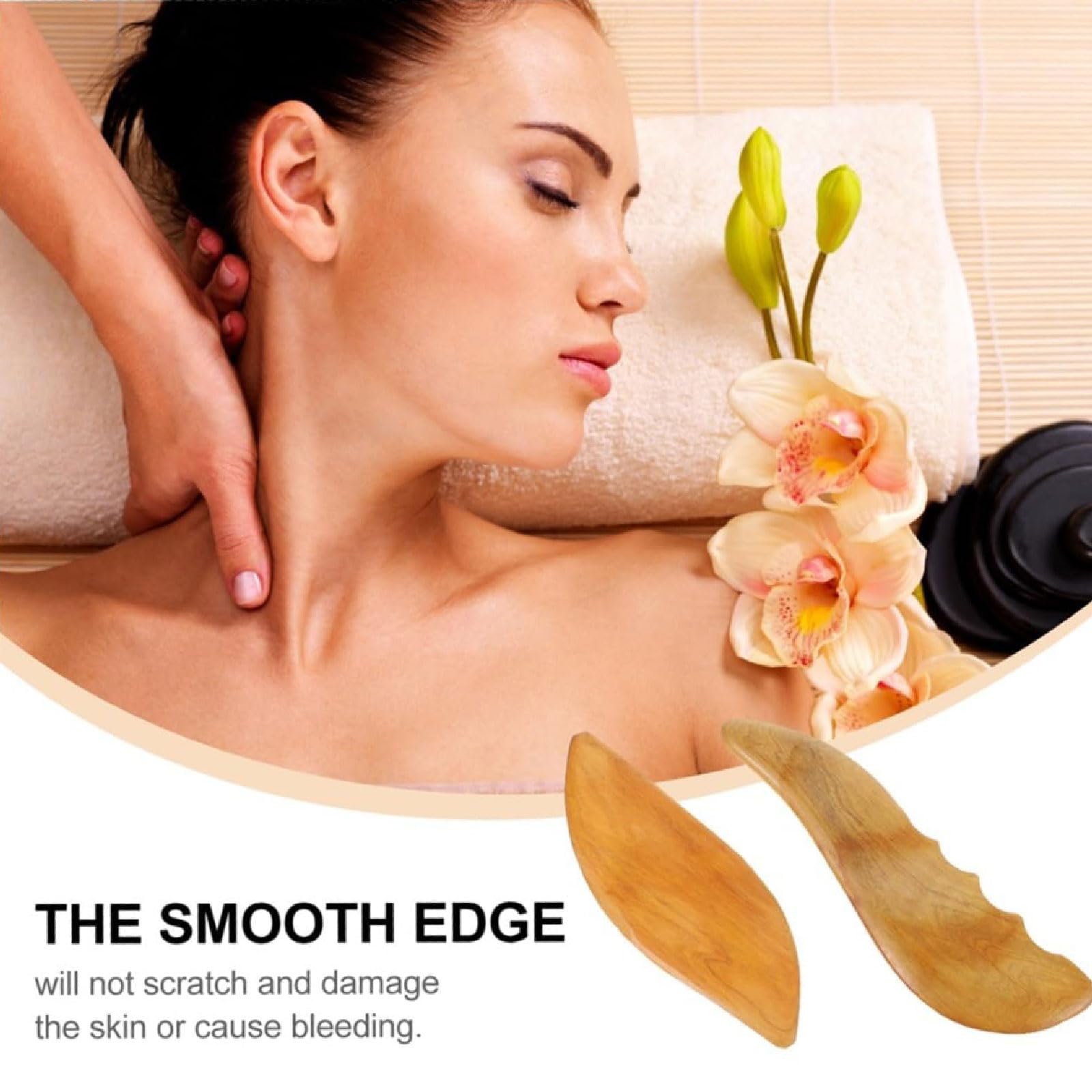 esmen Piedras de Masaje 4 Piezas de Madera Maciza Gua Sha Tablero de raspado Facial raspador de Cuidado de la Piel para Cara, Ojos, Cuello guasha Facia