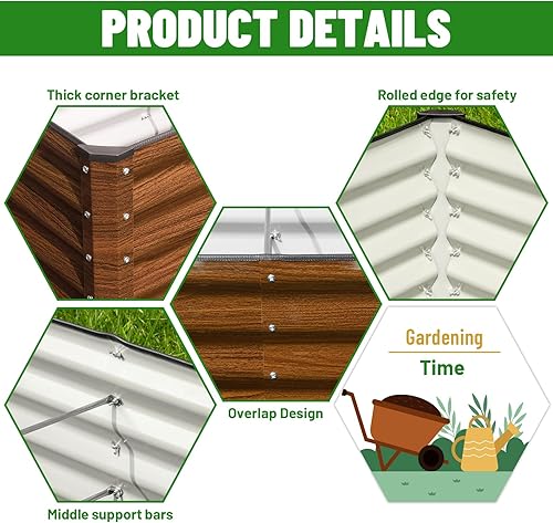 Miniatura 3 de SnugNiture Cama de Jardín Elevada Galvanizada 8x4x2 pies Cama de Plantación al Aire Libre Grande de Metal Caja de Maceta de Acero Kit para Cultivar