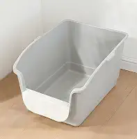 SpaceTime Caixa de areia grande para gatos com laterais altas, bandeja de areia para gatos com entrada baixa e pequeno espaço de armazenamento, caixas para gatos para gatinhos e gatos idosos em