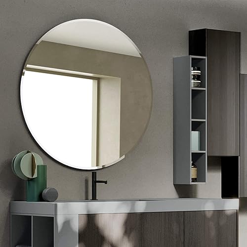 Miniatura 6 de Fab Glass and Mirror - Espejo redondo biselado y pulido, Vidrio, Blanco, 30" x 30"